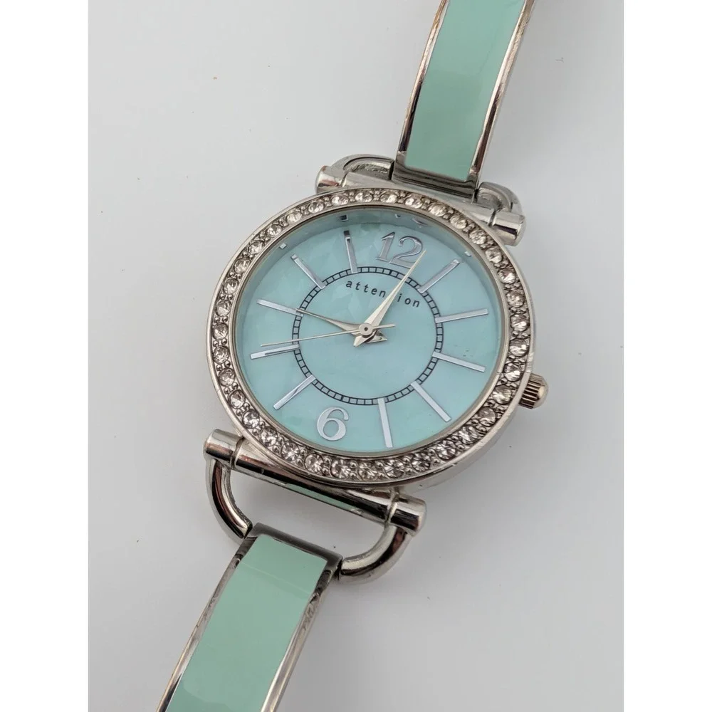 Attention Watch Women 34mm Silver‎ Case Green 6.5
